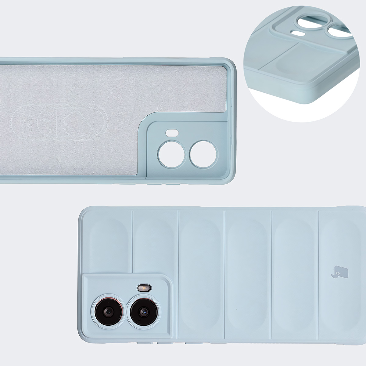 Mikrofaser-Innenfutter, Vertiefungen auf der Rückseite und verstärkte Ecken im Etui Bizon Case Tur