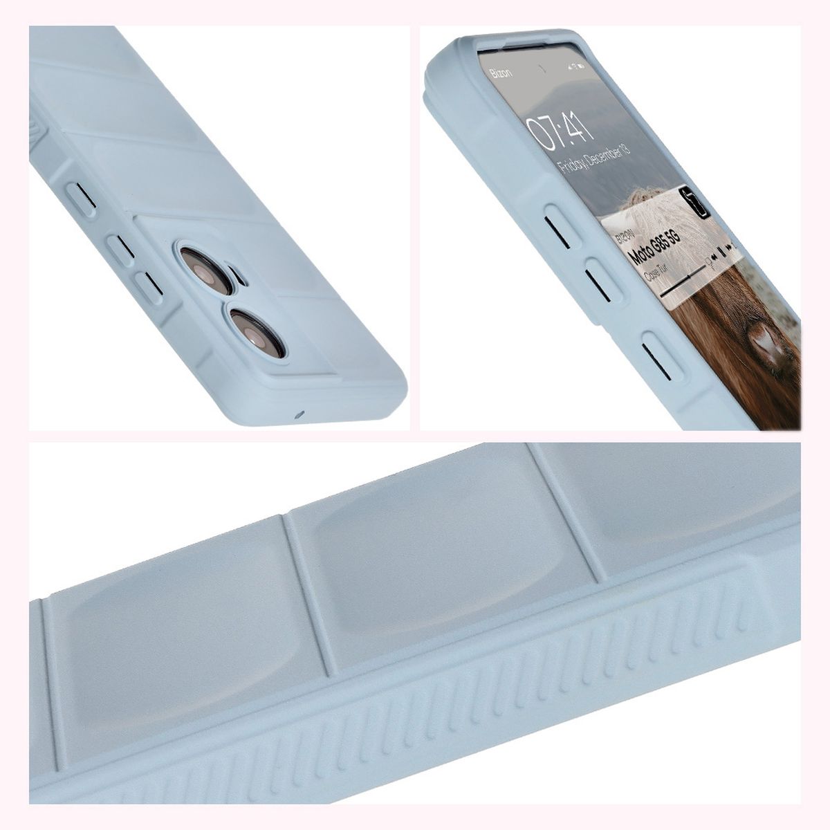 Strukturierte Seiten und erhöhte Kanten für Bildschirm und Kamera im Etui Bizon Case Tur