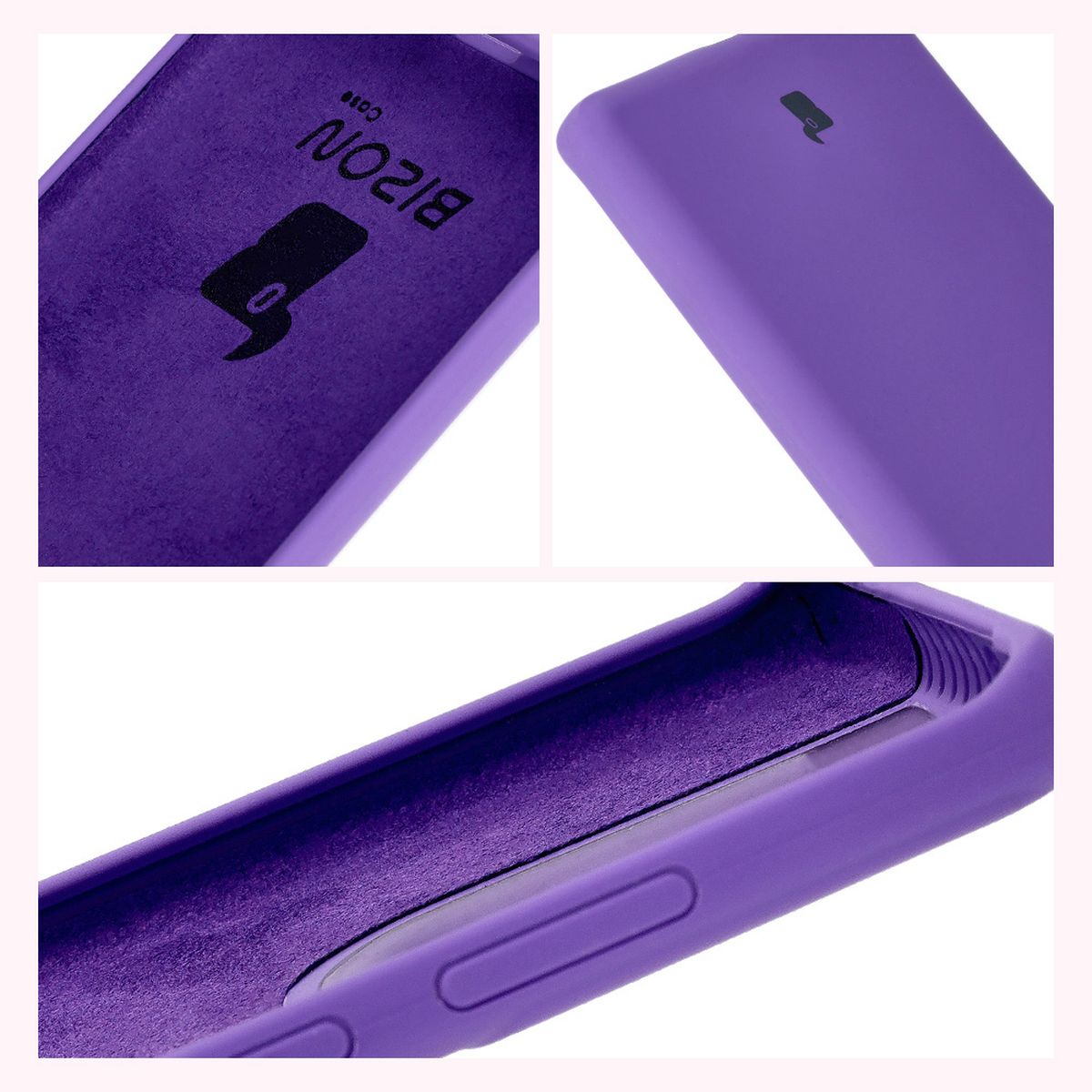 Construcția husei Bizon Soft Case: capace integrate, borduri ridicate și căptușeală din microfibră