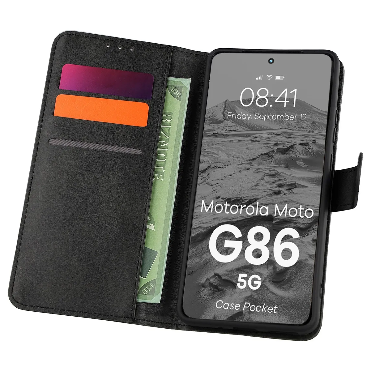 Klappetui mit Kartenfächern Bizon Case Pocket für Motorola Moto G86 5G / Motorola Moto G86 Power 5G