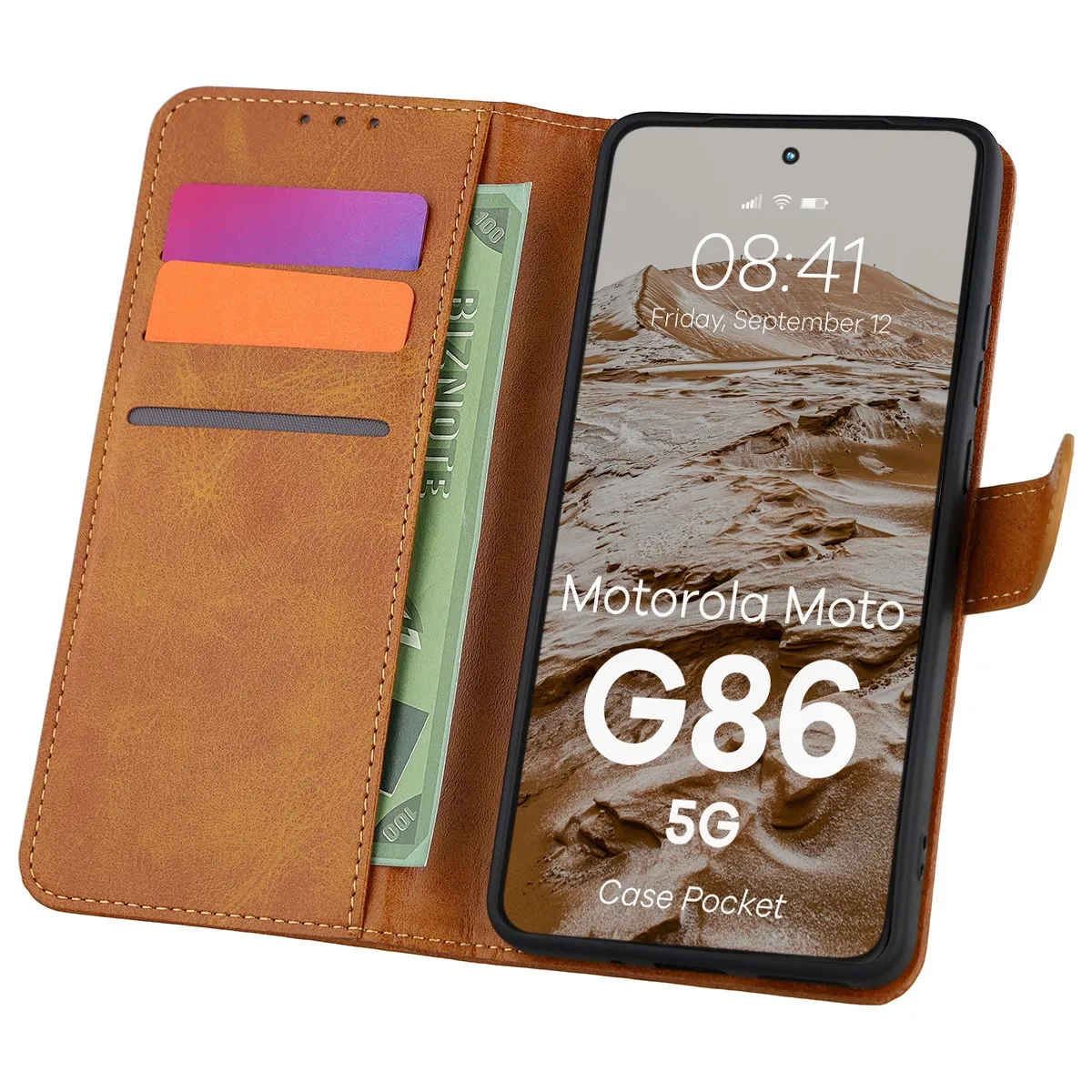 Etui z klapką z miejscem na karty Bizon Case Pocket do Motorola Moto G86 5G / Motorola Moto G86 Power 5G