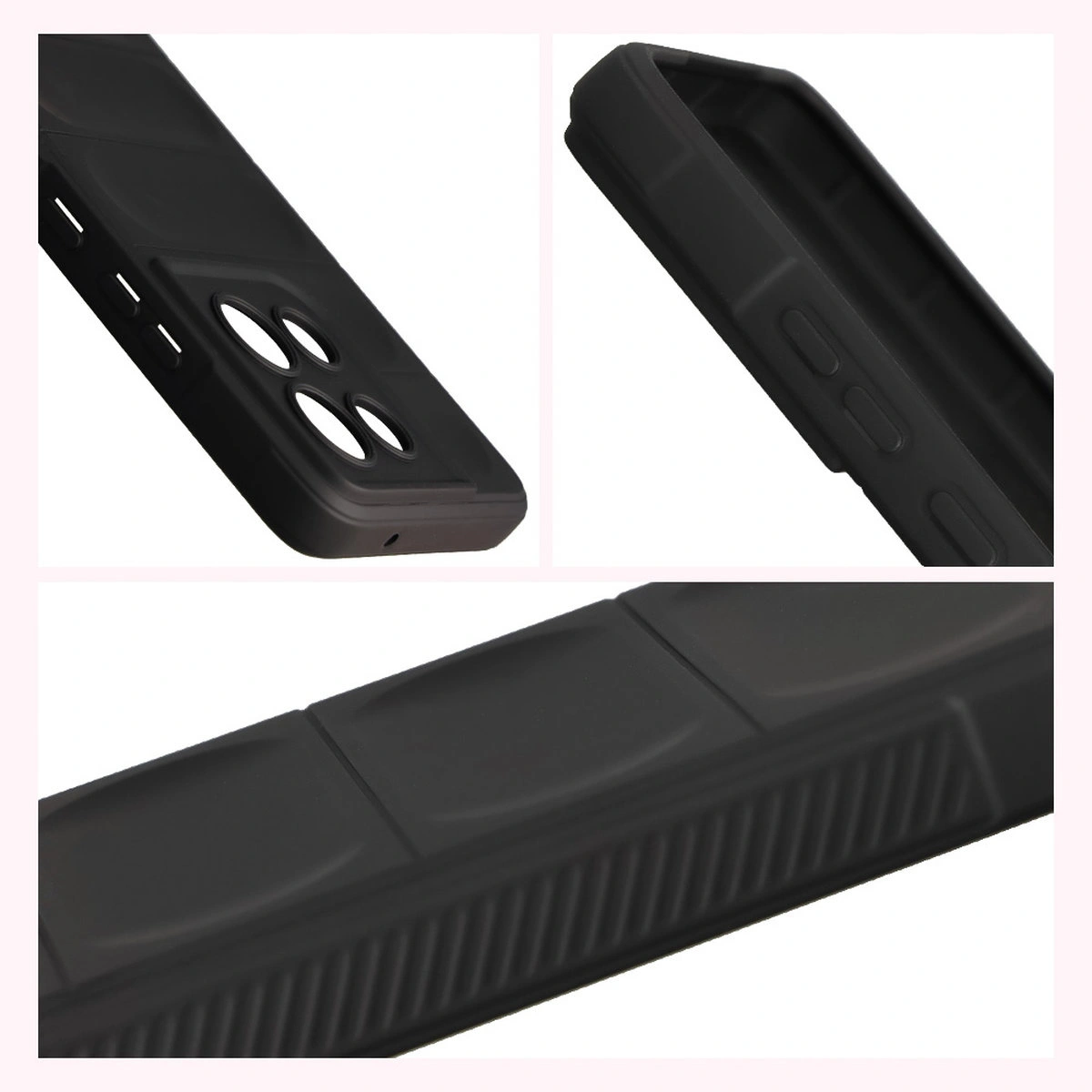 Teksturowane boki i podwyższone krawędzie ekranu i aparatu w etui Bizon Case Tur do Motorola Moto G86 5G