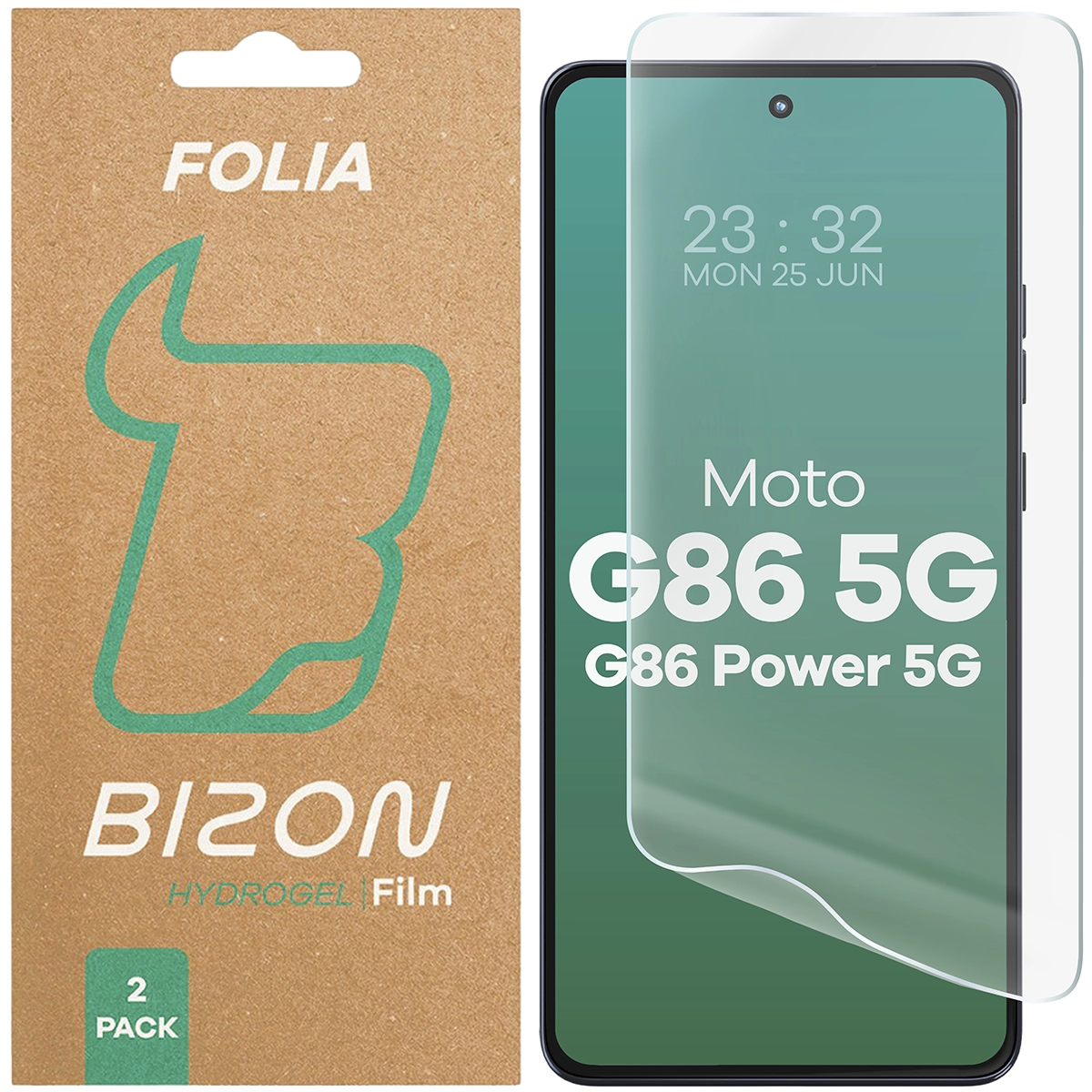 Pudełko i folia hydrożelowa na ekran Bizon Glass Hydrogel Front do Motorola Moto G86 5G / Motorola Moto G86 Power 5G