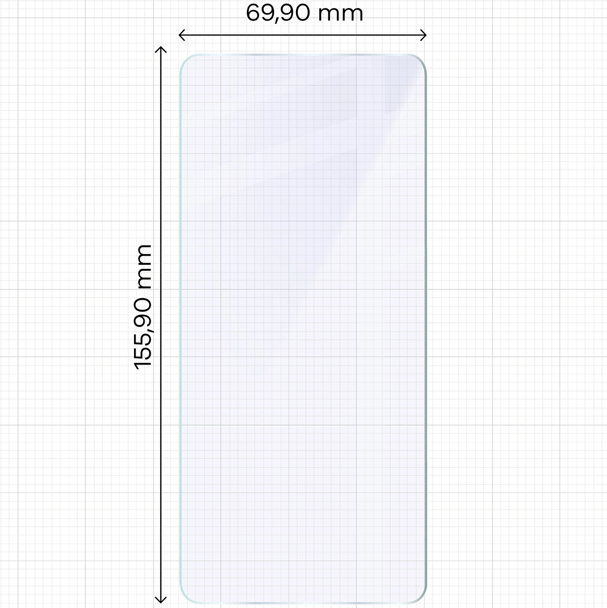 Miarka z wymiarami szkła hybrydowego Bizon Glass Mule do Motorola Moto G86 5G