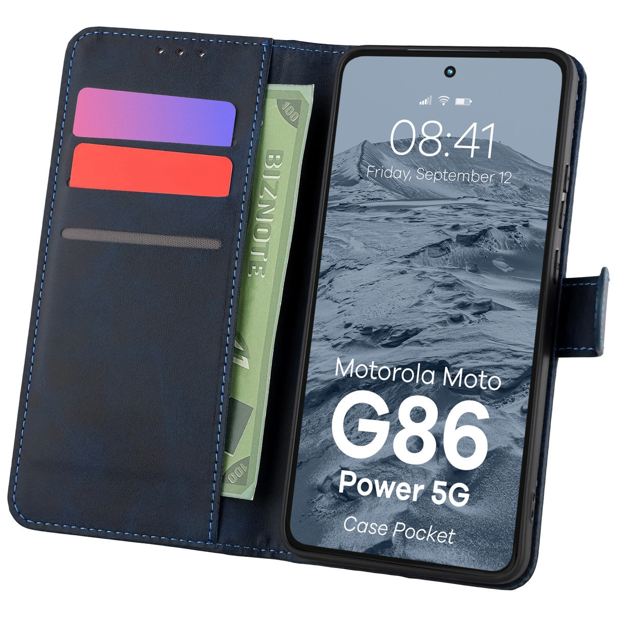 Etui z klapką z miejscem na karty Bizon Case Pocket do Motorola Moto G86 Power 5G