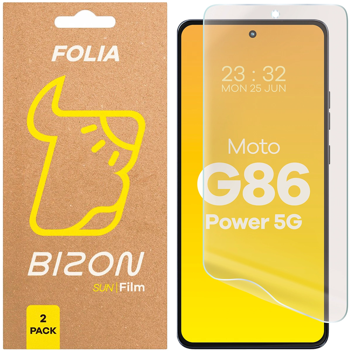 Folia matowa na ekran Bizon Glass Film Sun do Motorola Moto G86 Power 5G, 2 sztuki