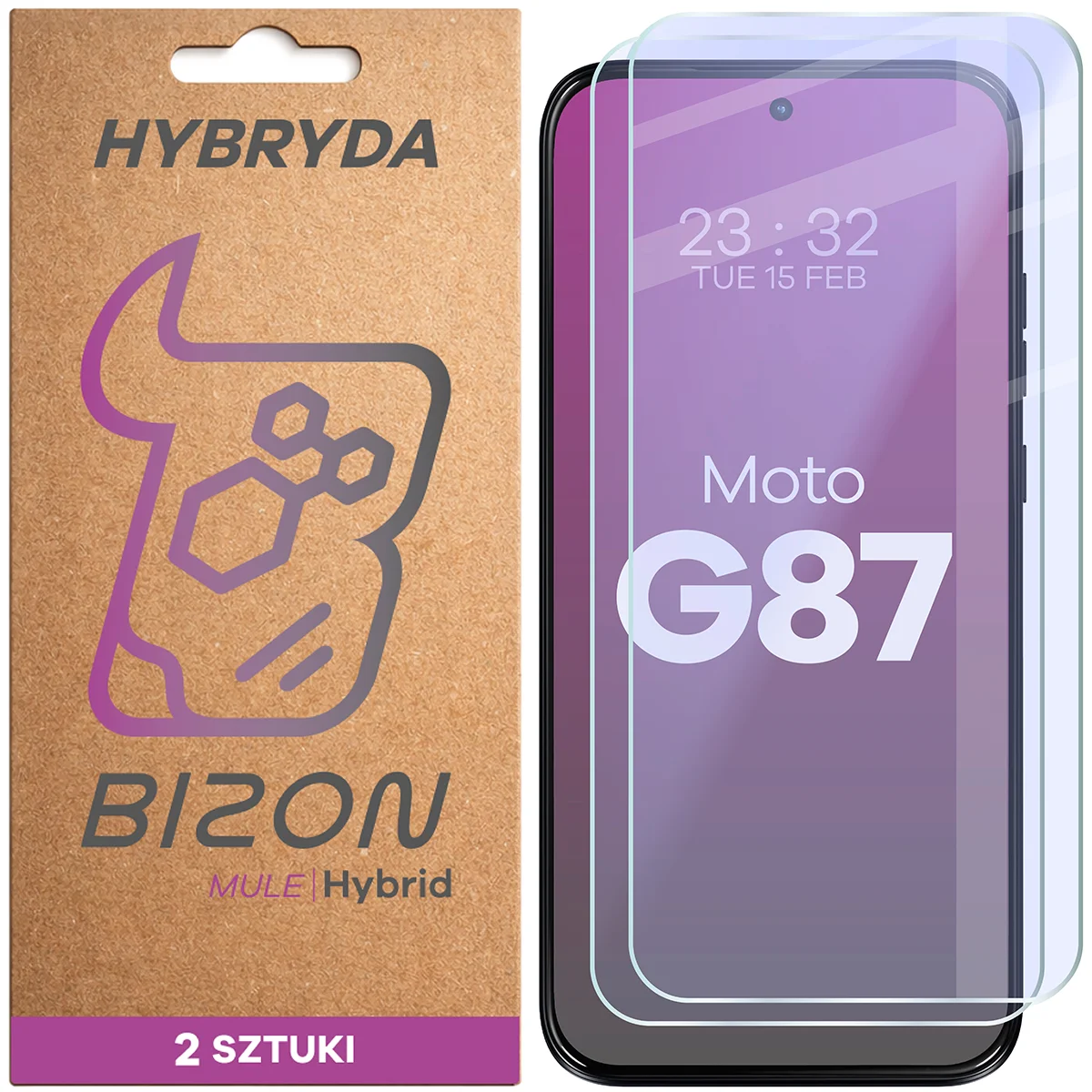 Flexible hybrid glass Bizon Hybrid Mule Duo for Motorola Moto G87 5G, 2 pieces