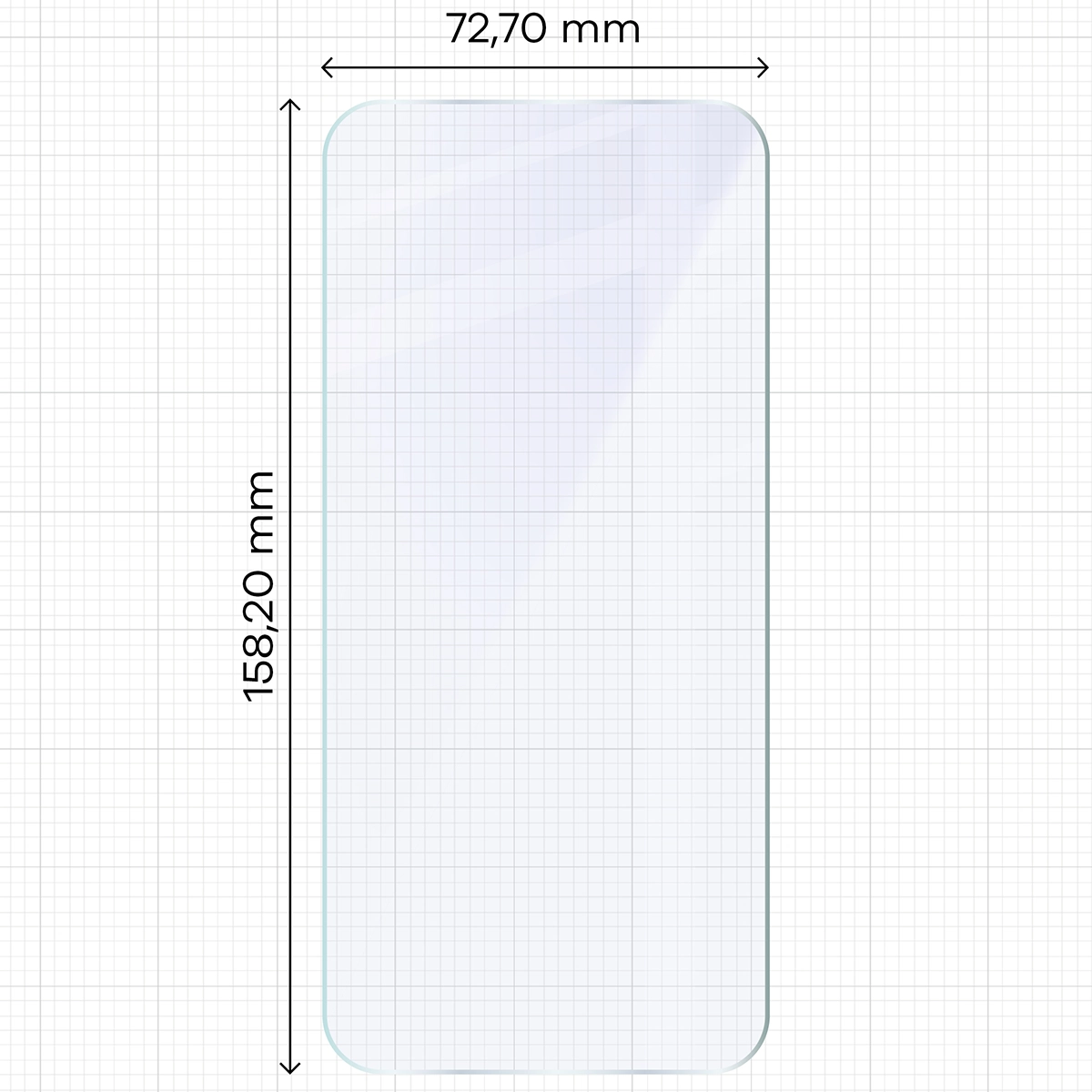 Measuring tape with dimensions of Bizon Hybrid Mule Duo hybrid glass for Motorola Moto G87 5G