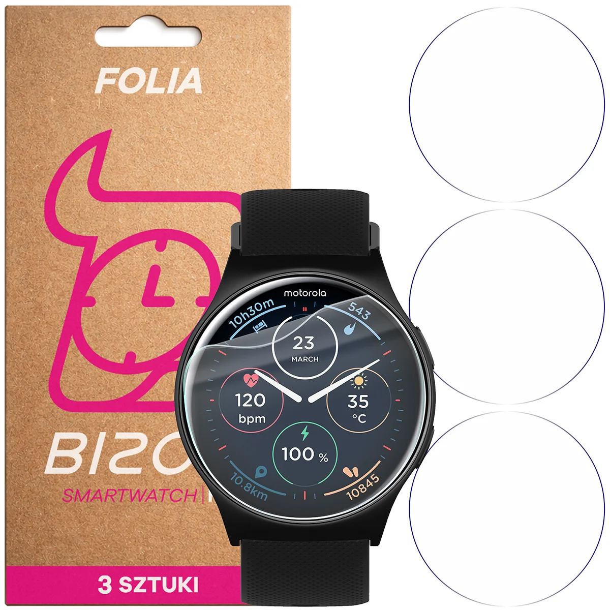 Folia hydrożelowa Bizon Watch Film HydroFlex dla  Motorola Moto Watch 120