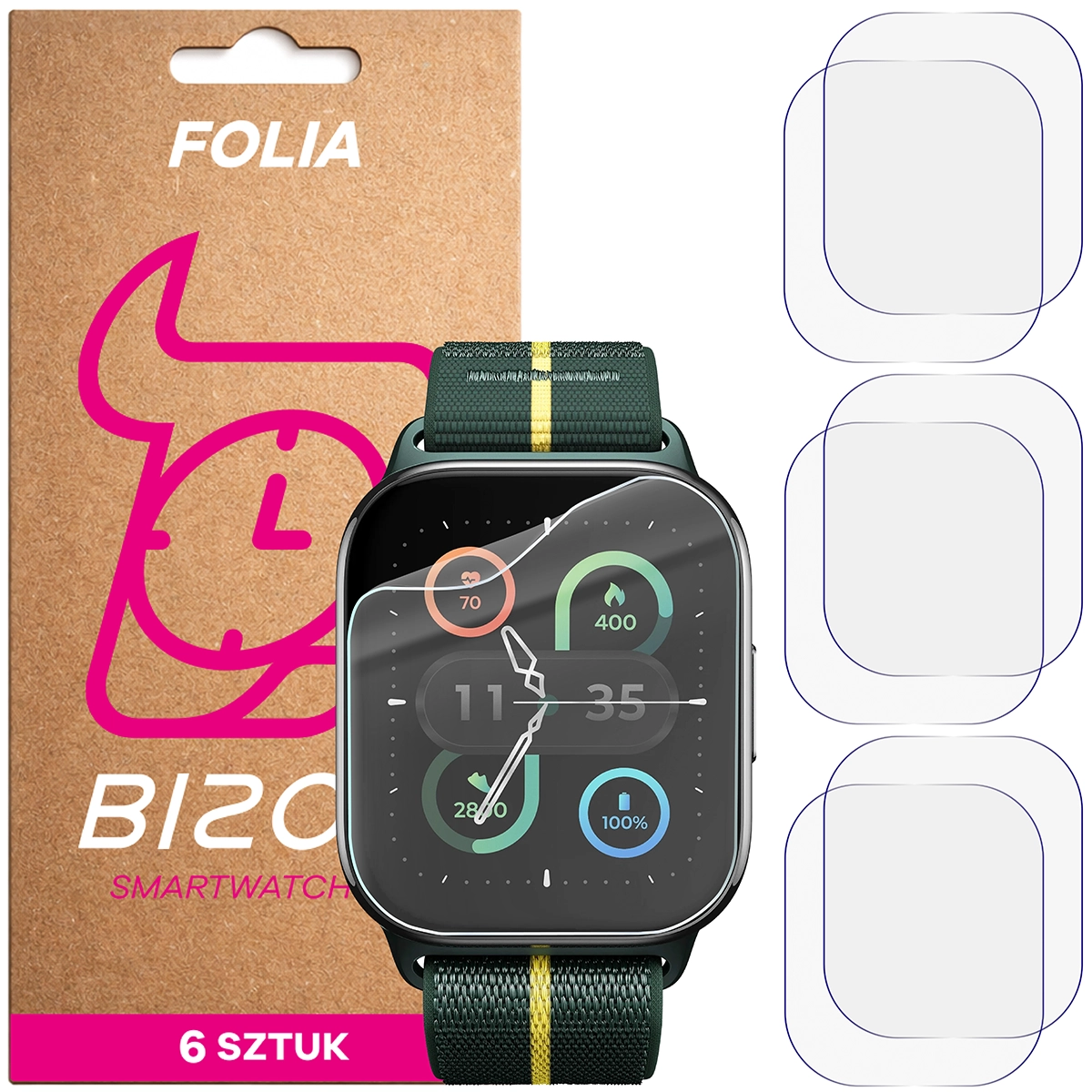 Bizon Watch Film HydroFlex hydrogel film for Motorola Moto Watch Fit