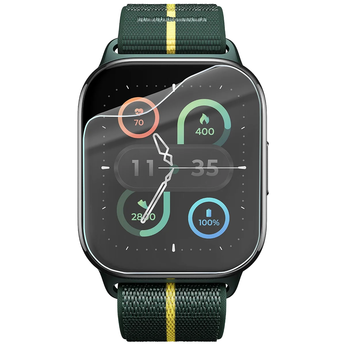 Bizon Watch Film HydroFlex hydrogel film for Motorola Moto Watch Fit on the watch