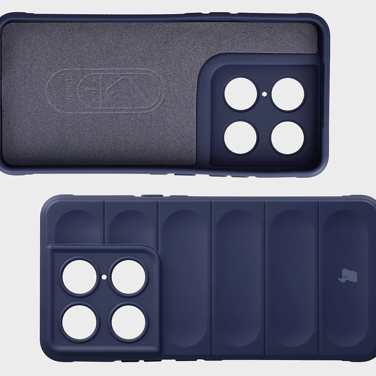 Wyściółka z mikrofibry, wyżłobienia na pleckach i wzmocnione narożniki w etui Bizon Case Tur do Motorola Signature