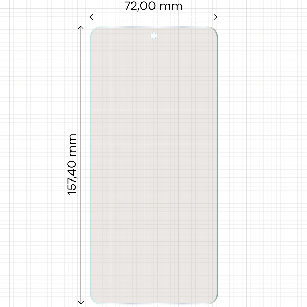 Miarka z wymiarami folii matowej Bizon Glass Film Sun do Motorola Signature