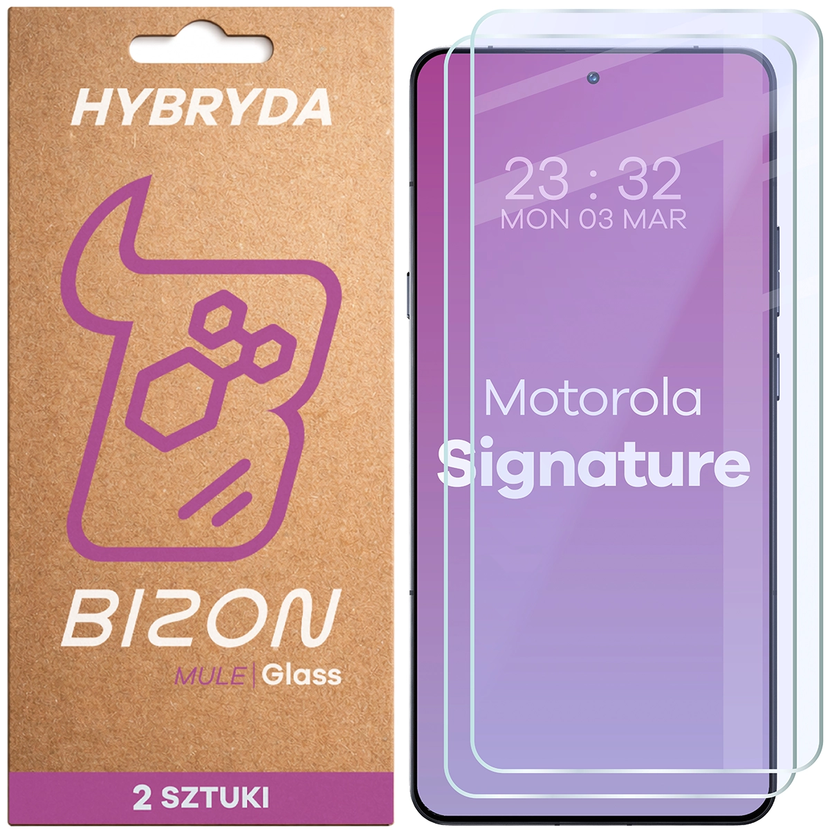 Elastyczne szkło hybrydowe Bizon Glass Mule Duo do Motorola Signature, 2 sztuki