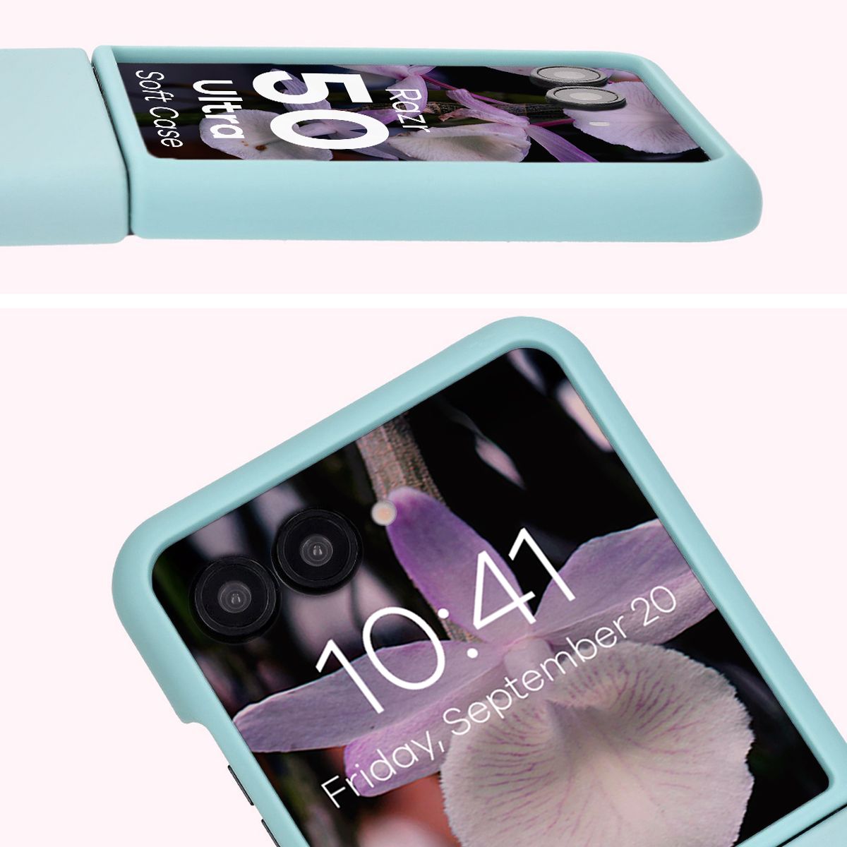 Közeli kép a lencsék kivágásáról a Bizon Soft Case tokban