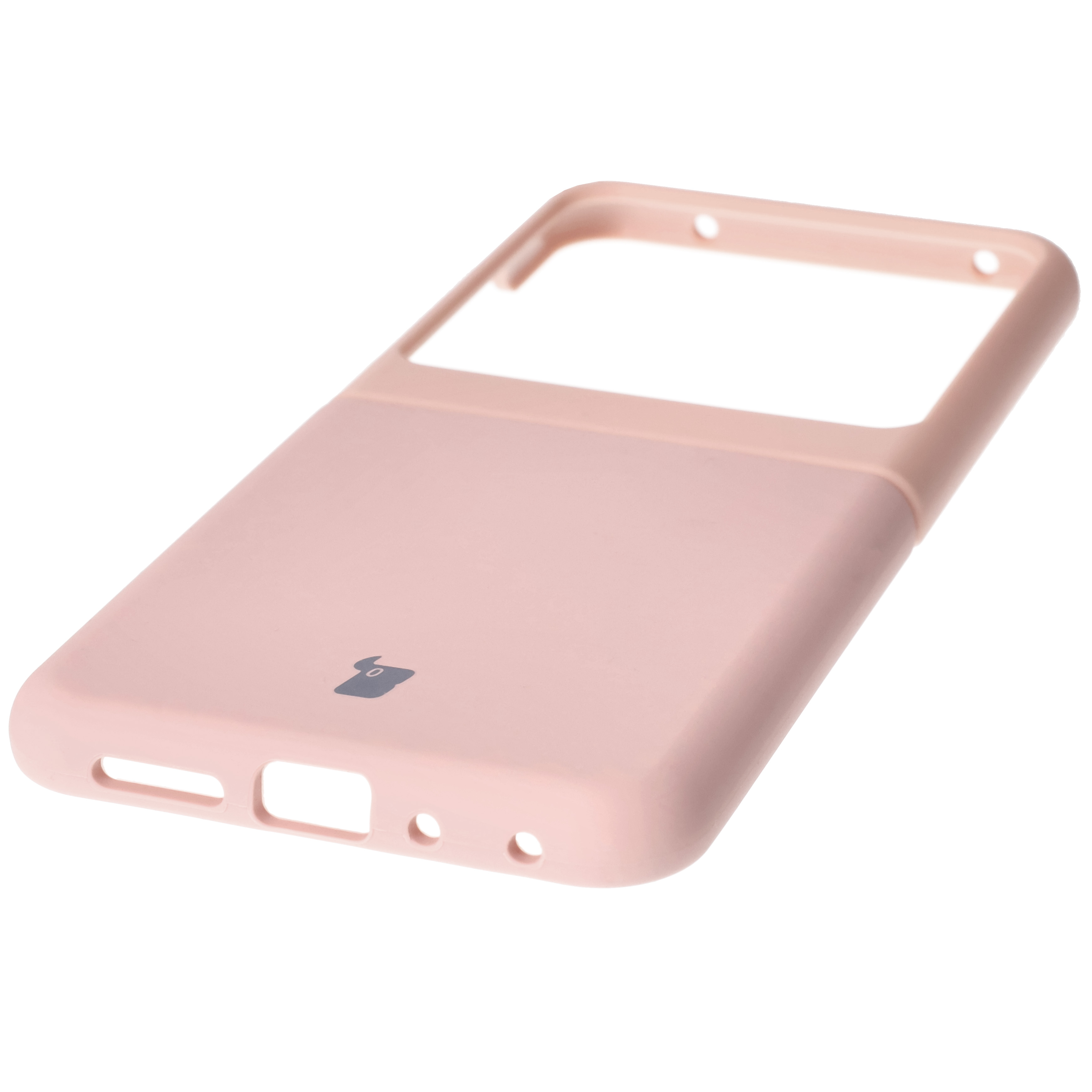 Közeli kép a precíz kivágásokról és az induktív töltés lehetőségéről a Bizon Soft Case tokban