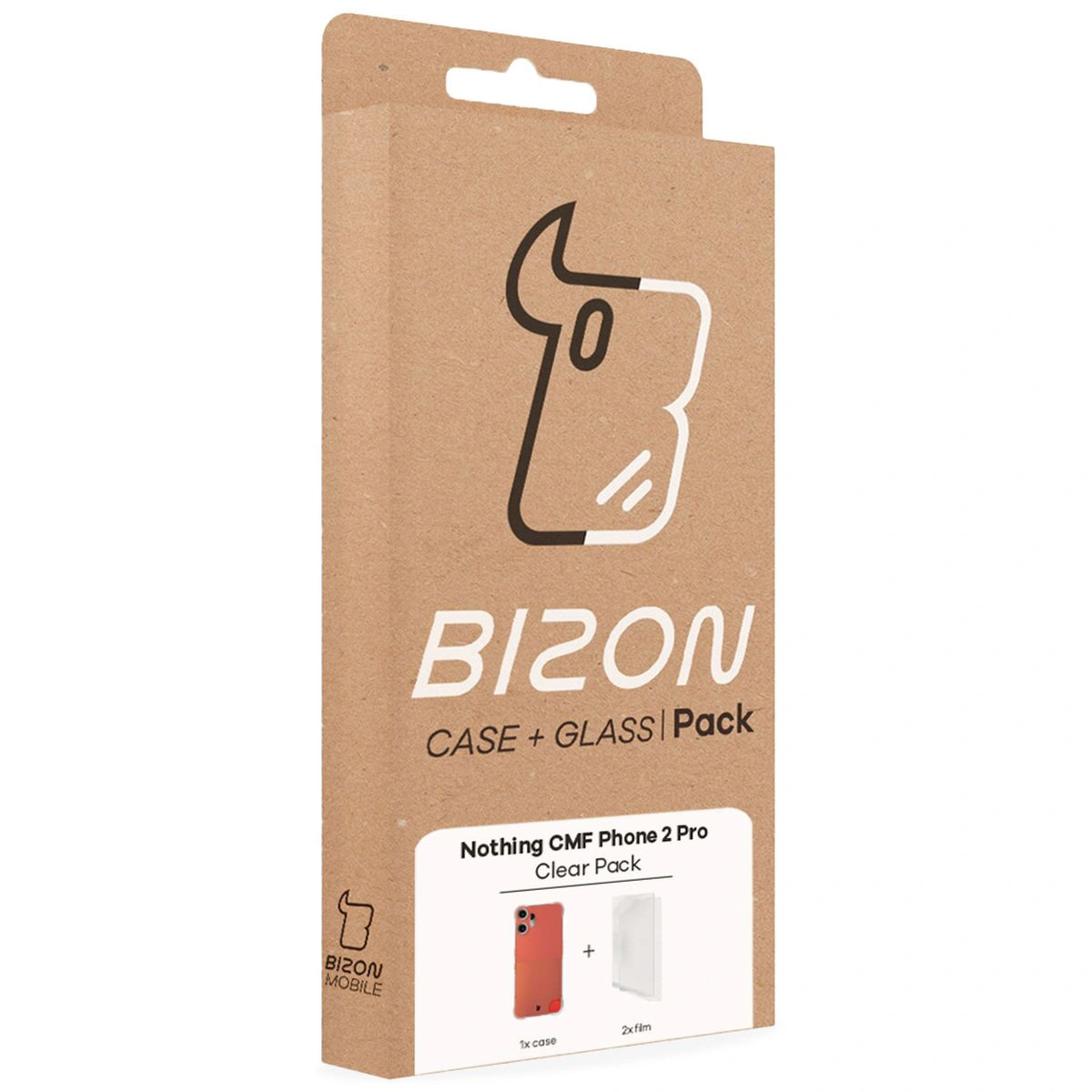 Front of the Bison Case+Glass box with a dedicated label for Nothing CMF Phone 2 Pro