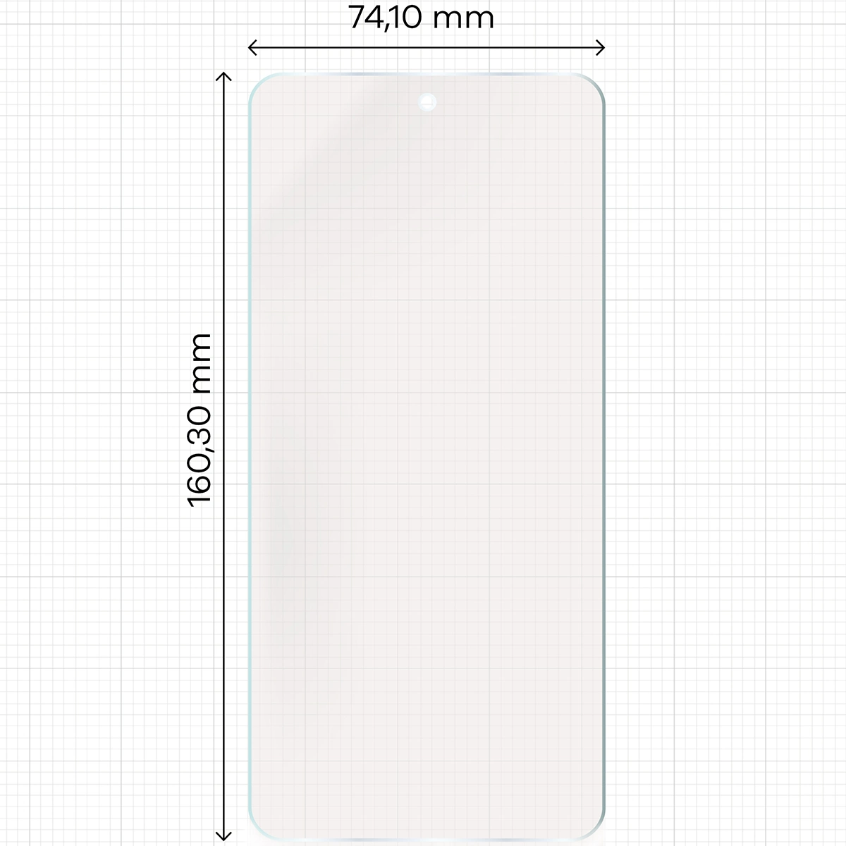Miarka z wymiarami folii matowej Bizon Glass Film Sun do Nothing CMF Phone 2 Pro