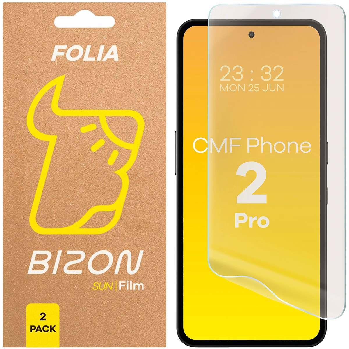 Folia matowa na ekran Bizon Glass Film Sun do Nothing CMF Phone 2 Pro, 2 sztuki