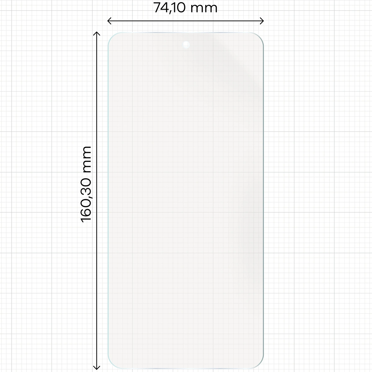 Miarka z wymiarami folii matowej Bizon Glass Film Sun do Nothing CMF Phone 2 Pro