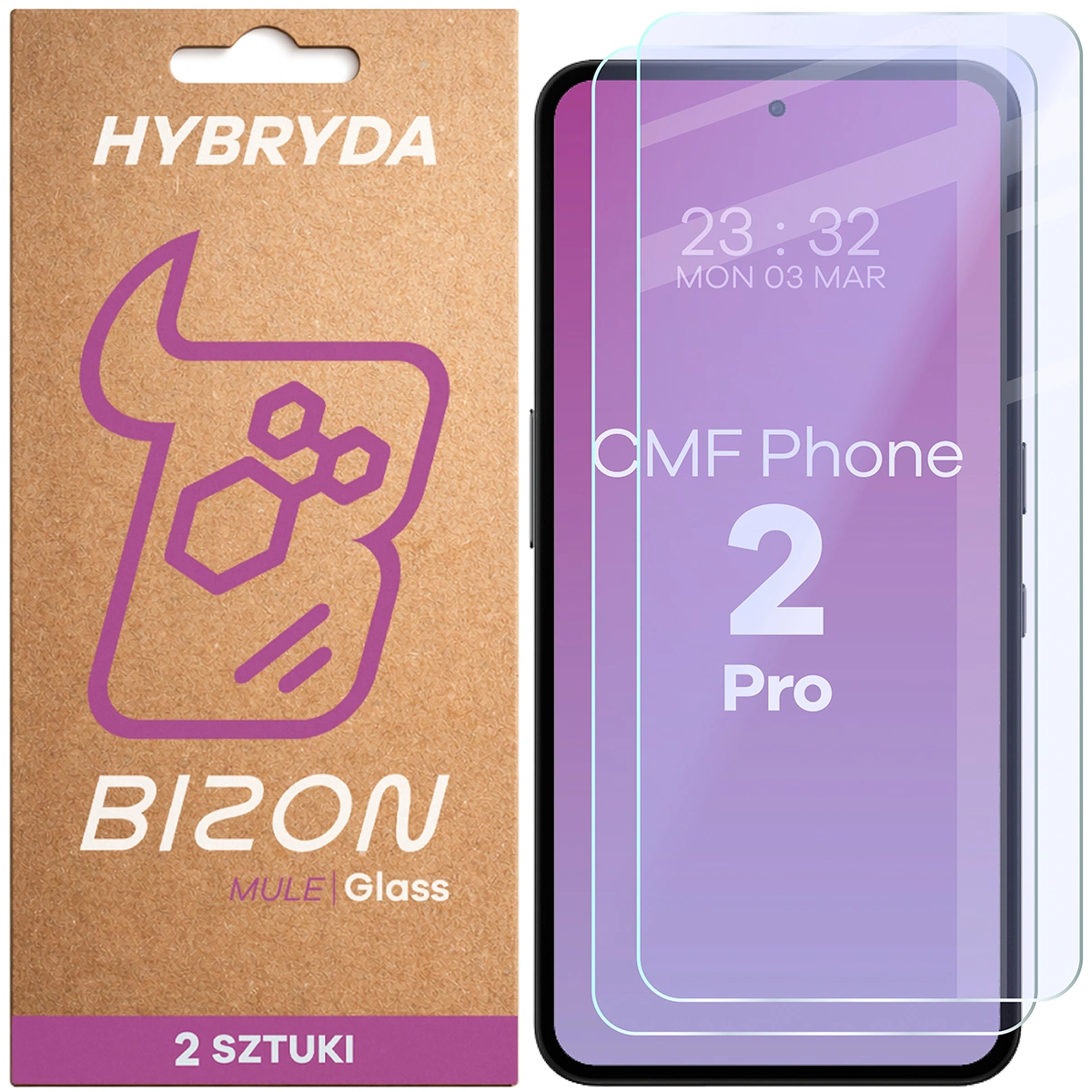 Elastyczne szkło hybrydowe Bizon Glass Mule Duo do Nothing CMF Phone 2 Pro, 2 sztuki