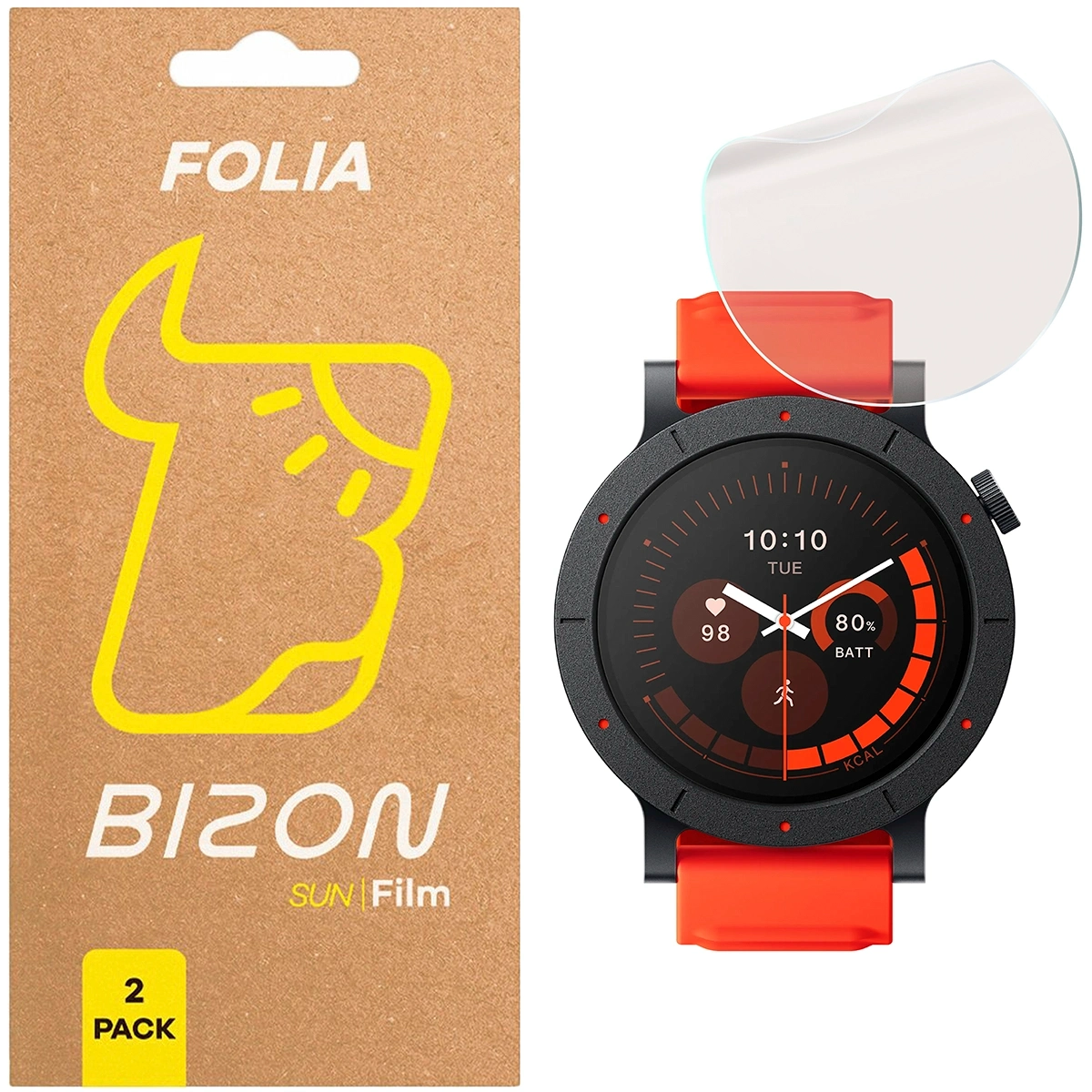 Folia matowa na ekran Bizon Glass Watch Film Sun Duo do Nothing CMF Watch 3 Pro, 2 sztuki