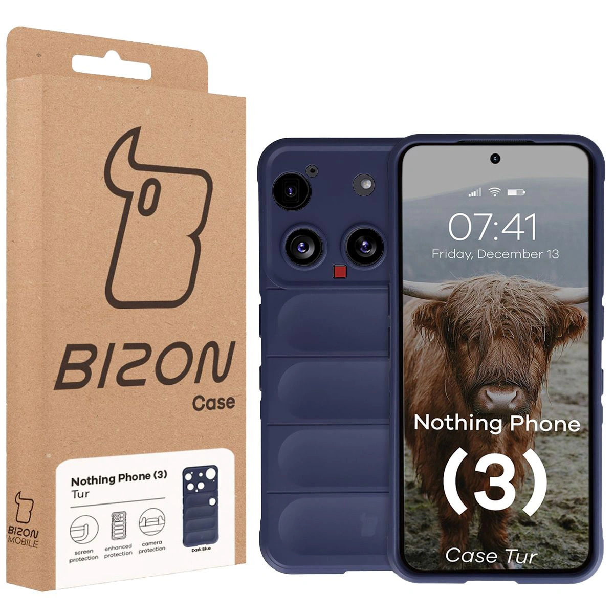 Front of the Bizon Case box with a dedicated label for Nothing Phone (3)