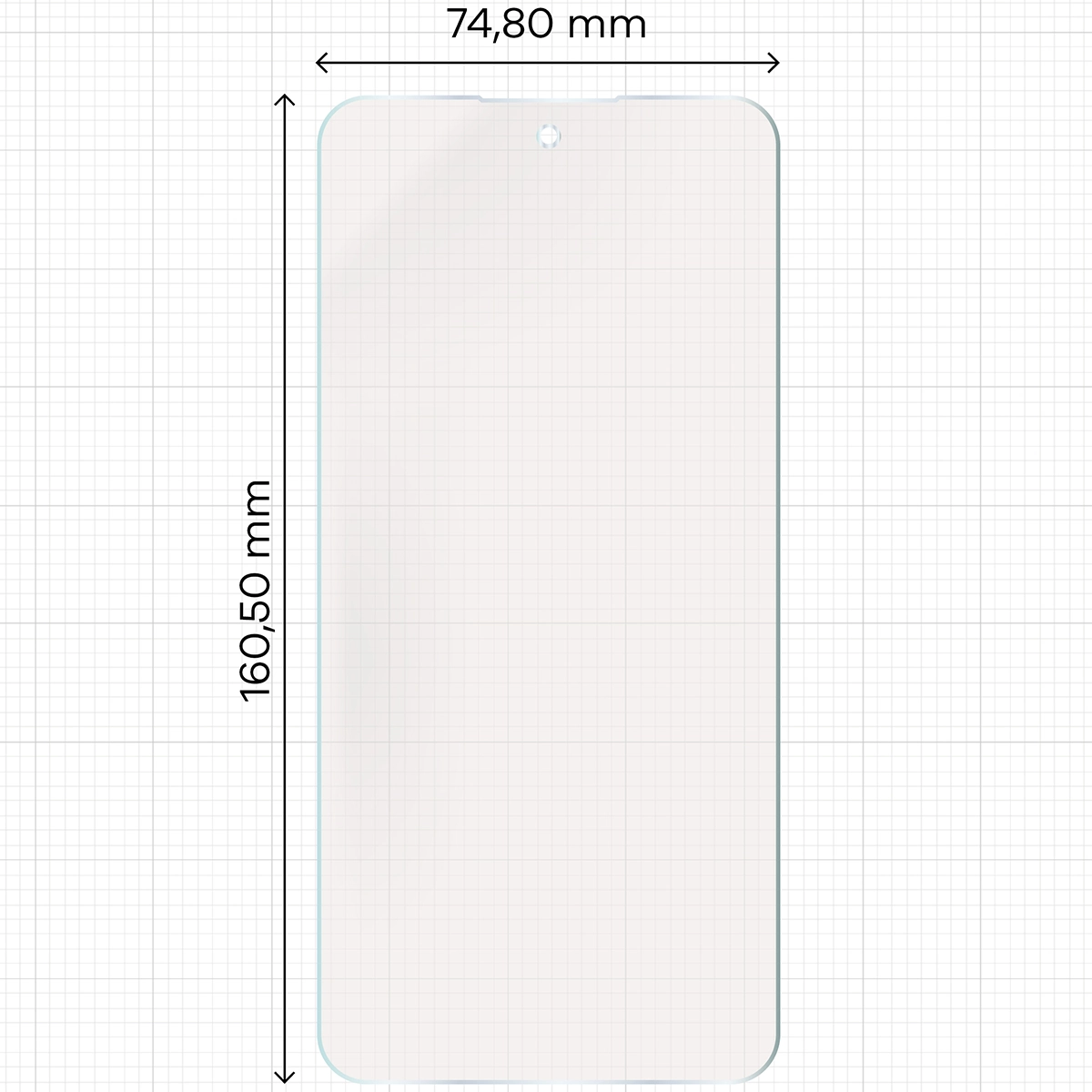 Miarka z wymiarami folii matowej Bizon Glass Film Sun do Nothing Phone (3a) Lite