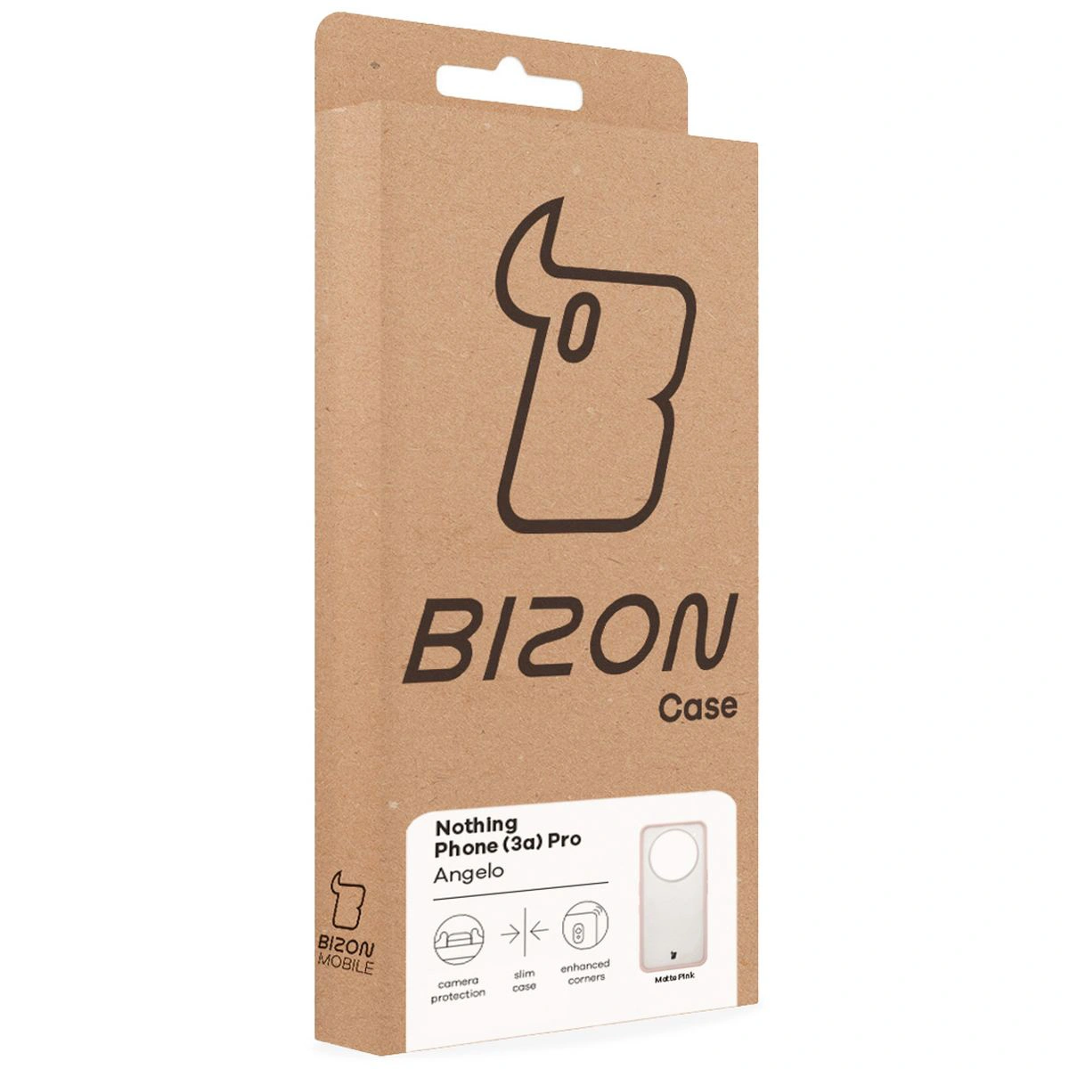 Front of the Bizon Case box with a dedicated label for Nothing Phone (3a) Pro