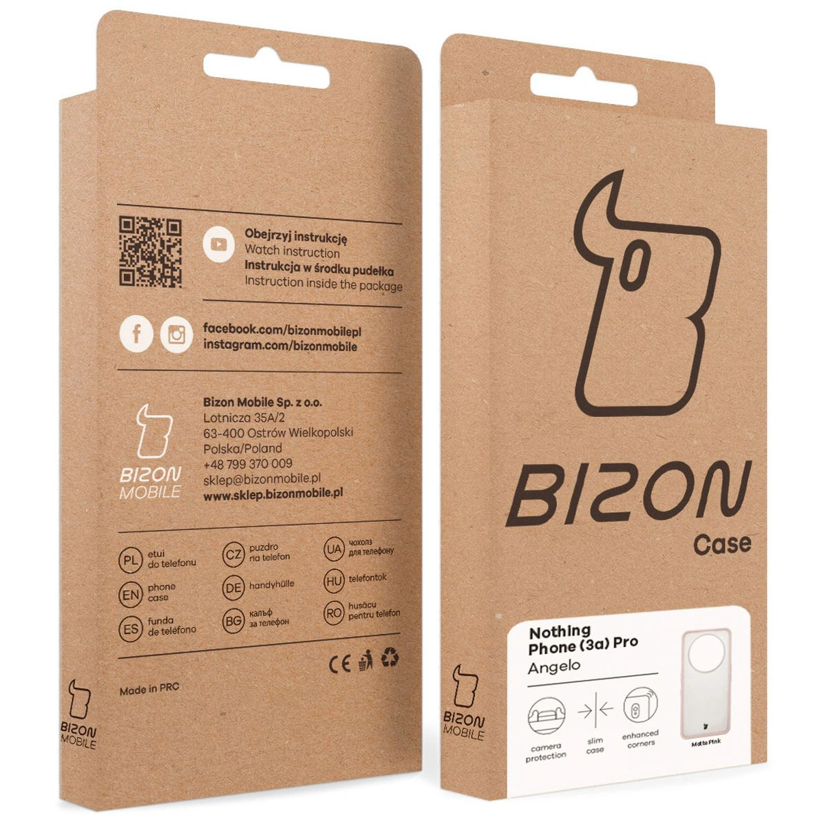 Kraft box for the Bizon Case with a dedicated label for Nothing Phone (3a) Pro