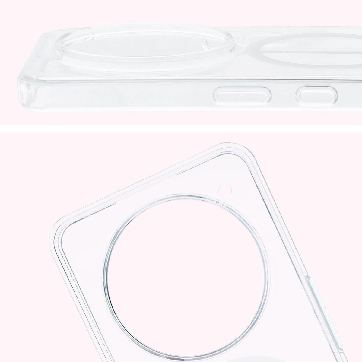 Pełne wycięcie i podwyższone krawędzie aparatu w etui Bizon Case CrystalO do Nothing Phone (3a) Pro