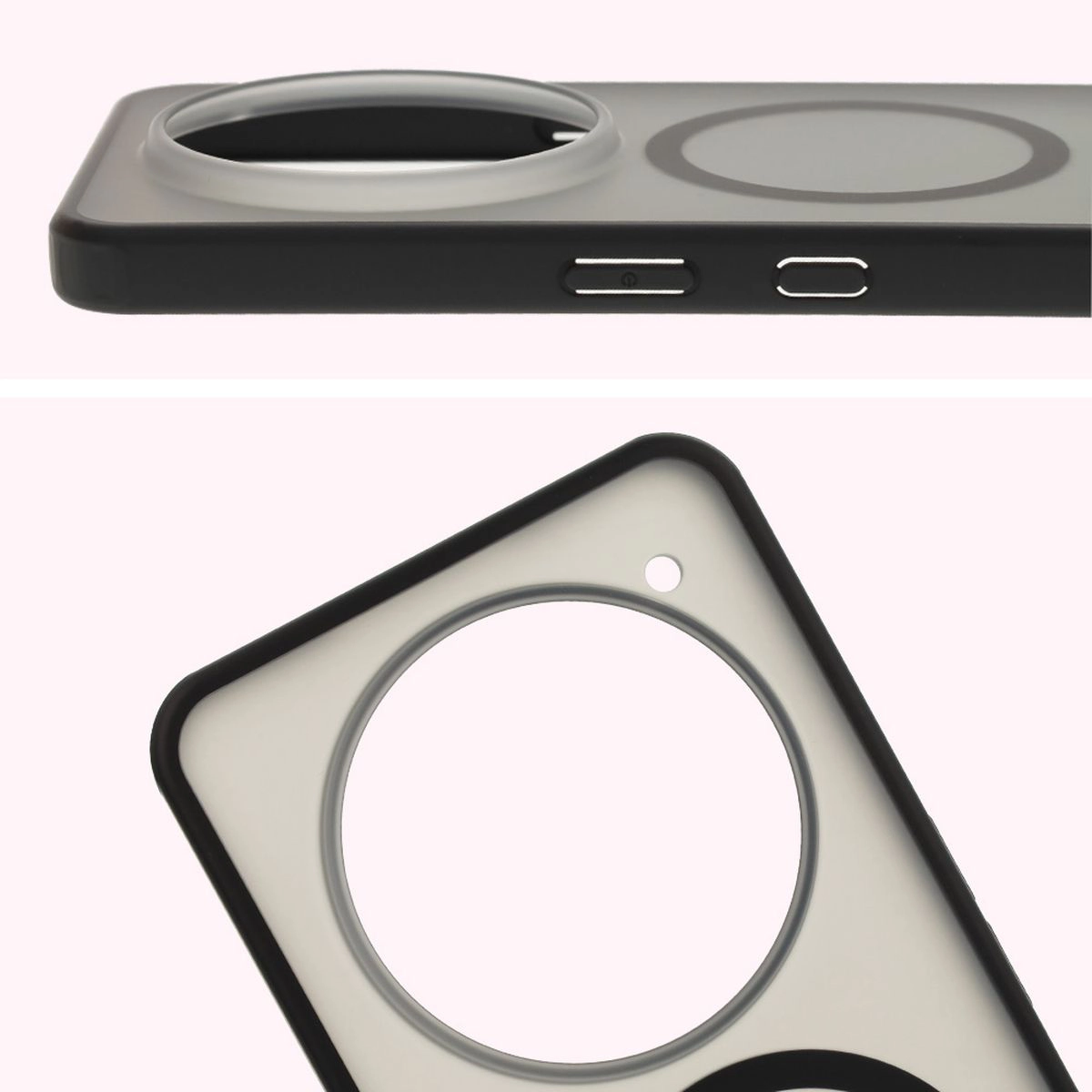 Full cutout and raised edges for the camera in Bizon Case MatteO