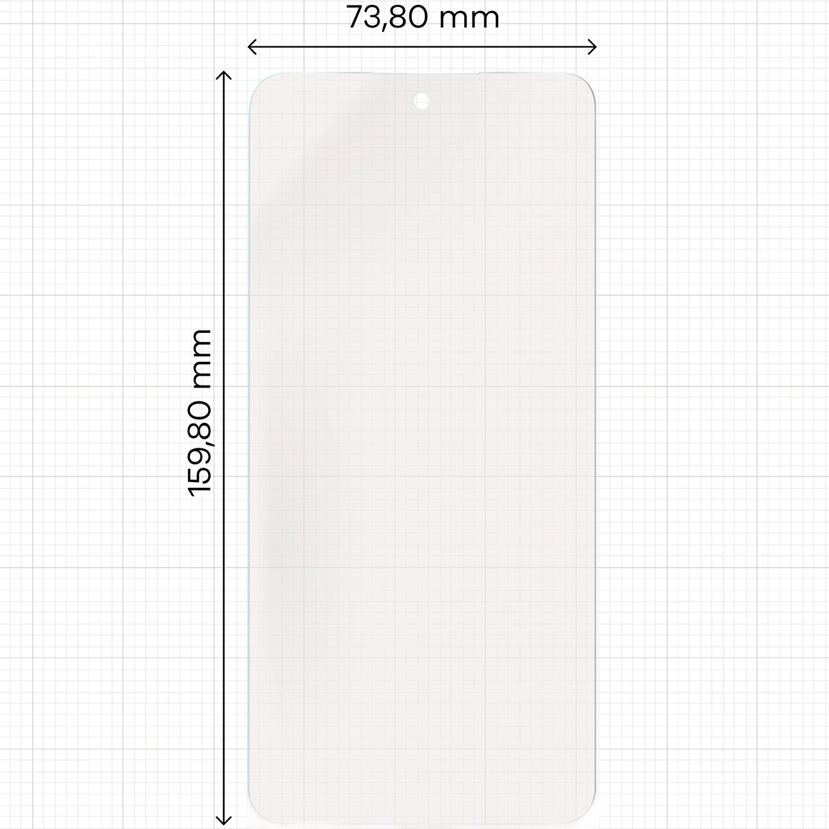 Miarka z wymiarami folii matowej Bizon Glass Film Sun do Nothing Phone (3a) Pro