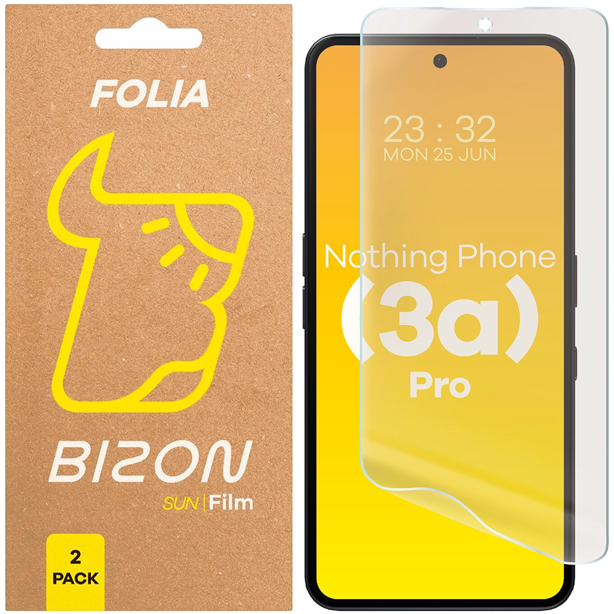 Folia matowa na ekran Bizon Glass Film Sun do Nothing Phone (3a) Pro, 2 sztuki
