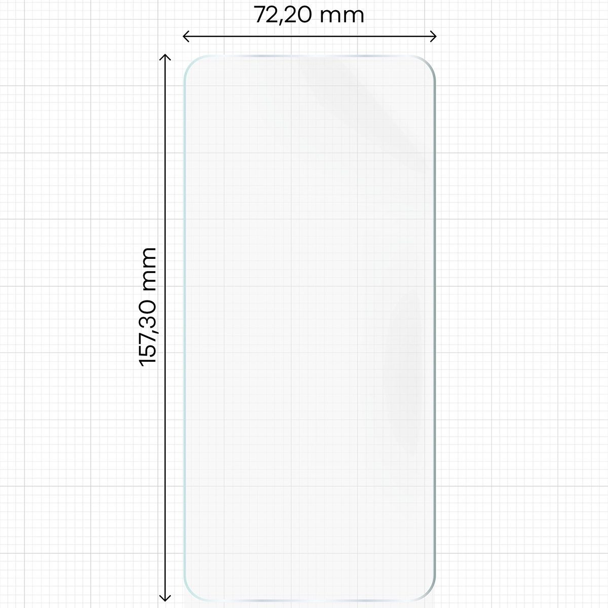 Miarka z wymiarami folii hydrożelowej Bizon Glass Hydrogel Front do Nothing Phone (3a) / Nothing Phone (3a) Pro / Nothing CMF Phone 2 Pro
