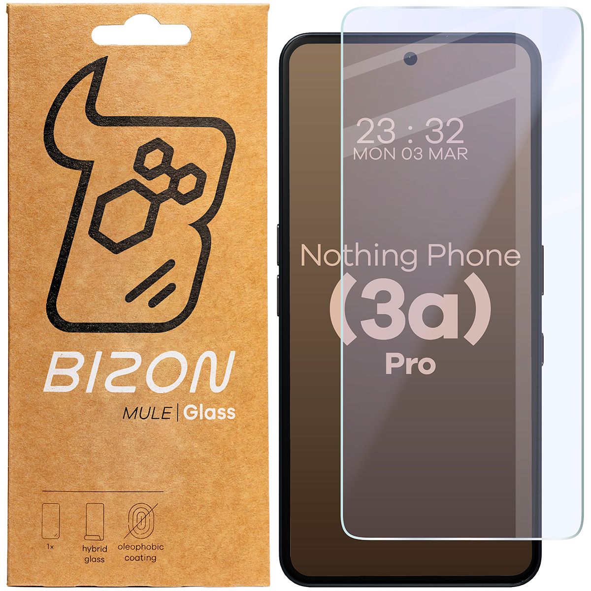 Szkło hybrydowe na ekran Bizon Glass Mule do Nothing Phone (3a) Pro