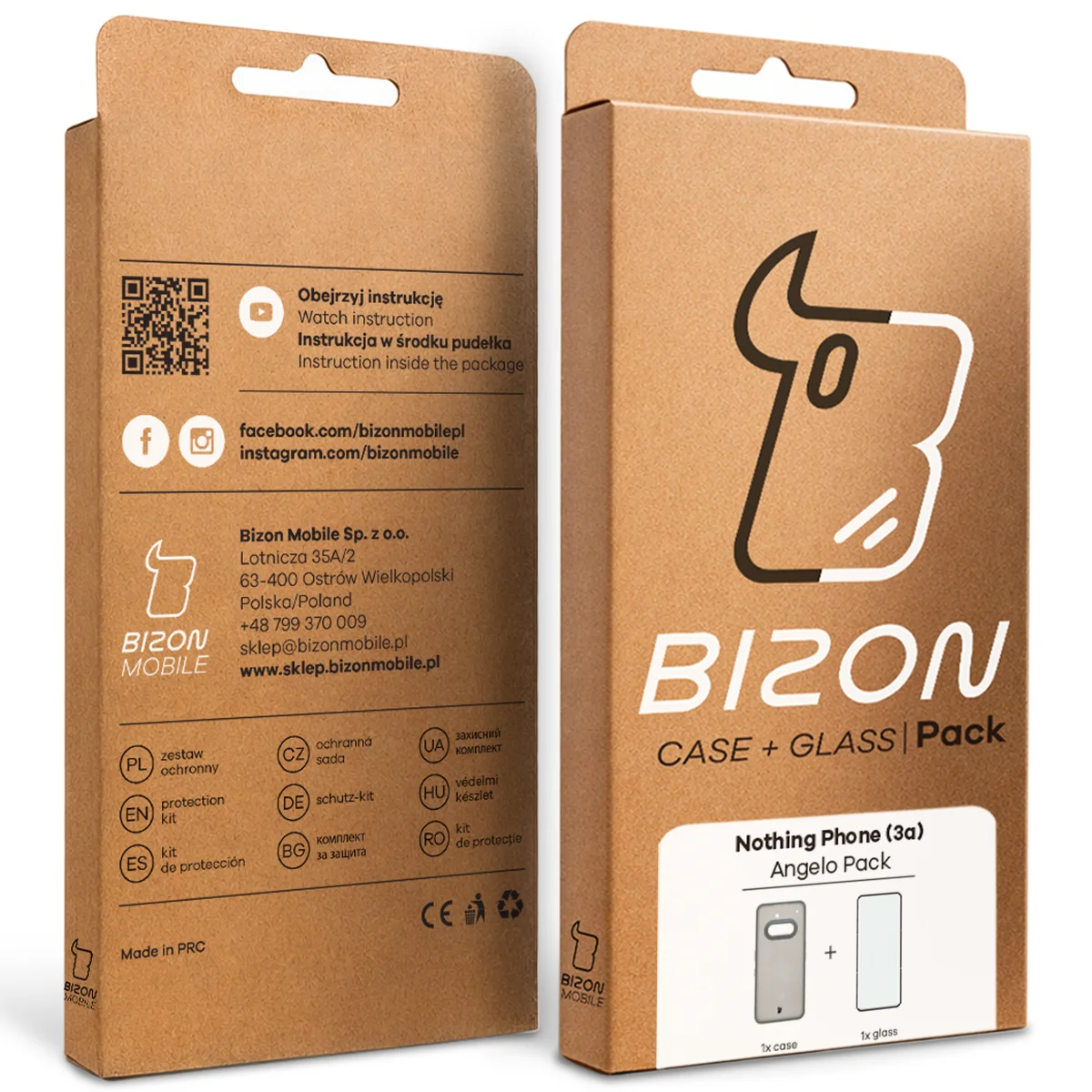 Kraft doboz a Bizon Case Angelo Pack számára a Nothing Phone (3a) dedikált címkéjével