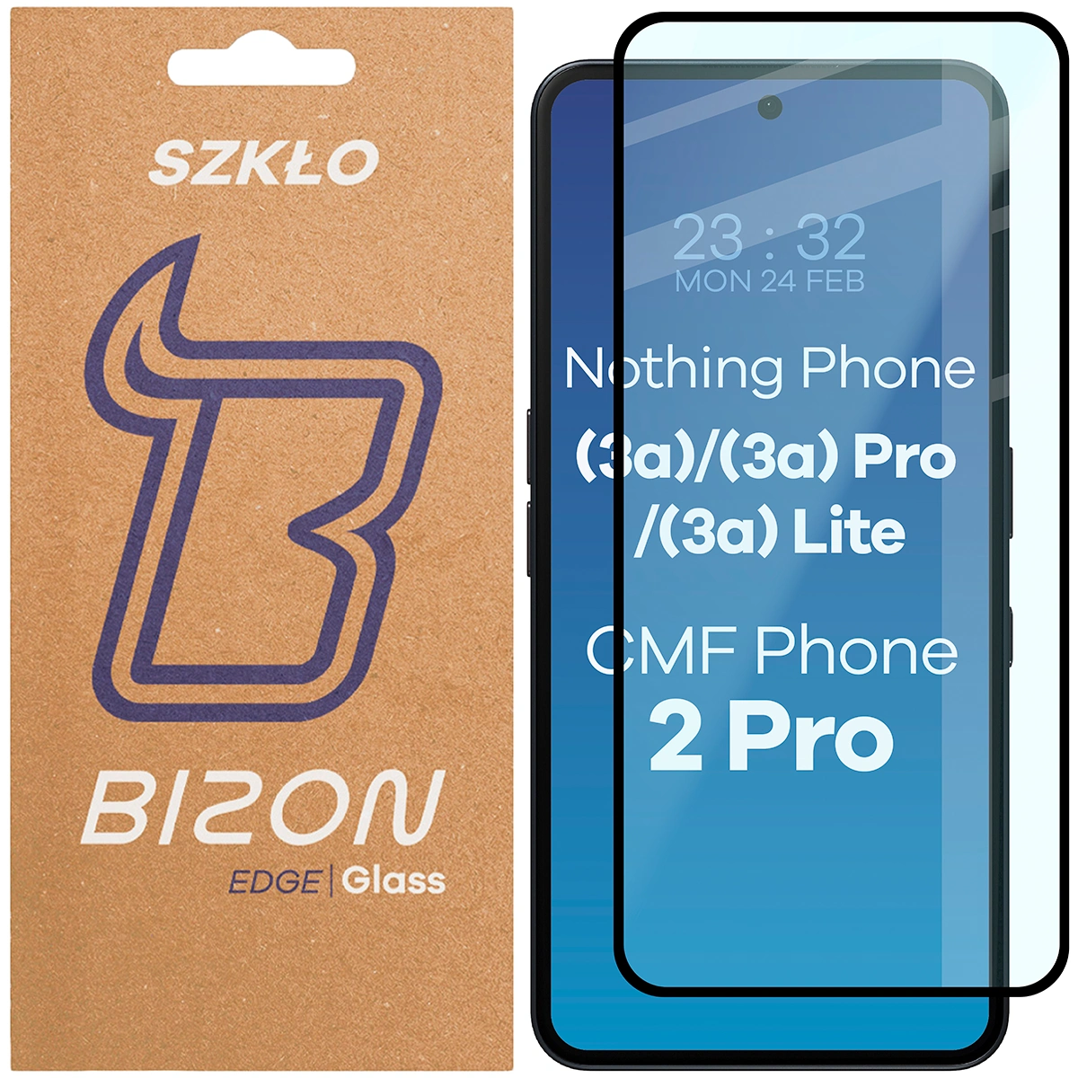 Bizon Glass Edge 2 tempered glass for Nothing Phone (3a) / (3a) Pro, black frame