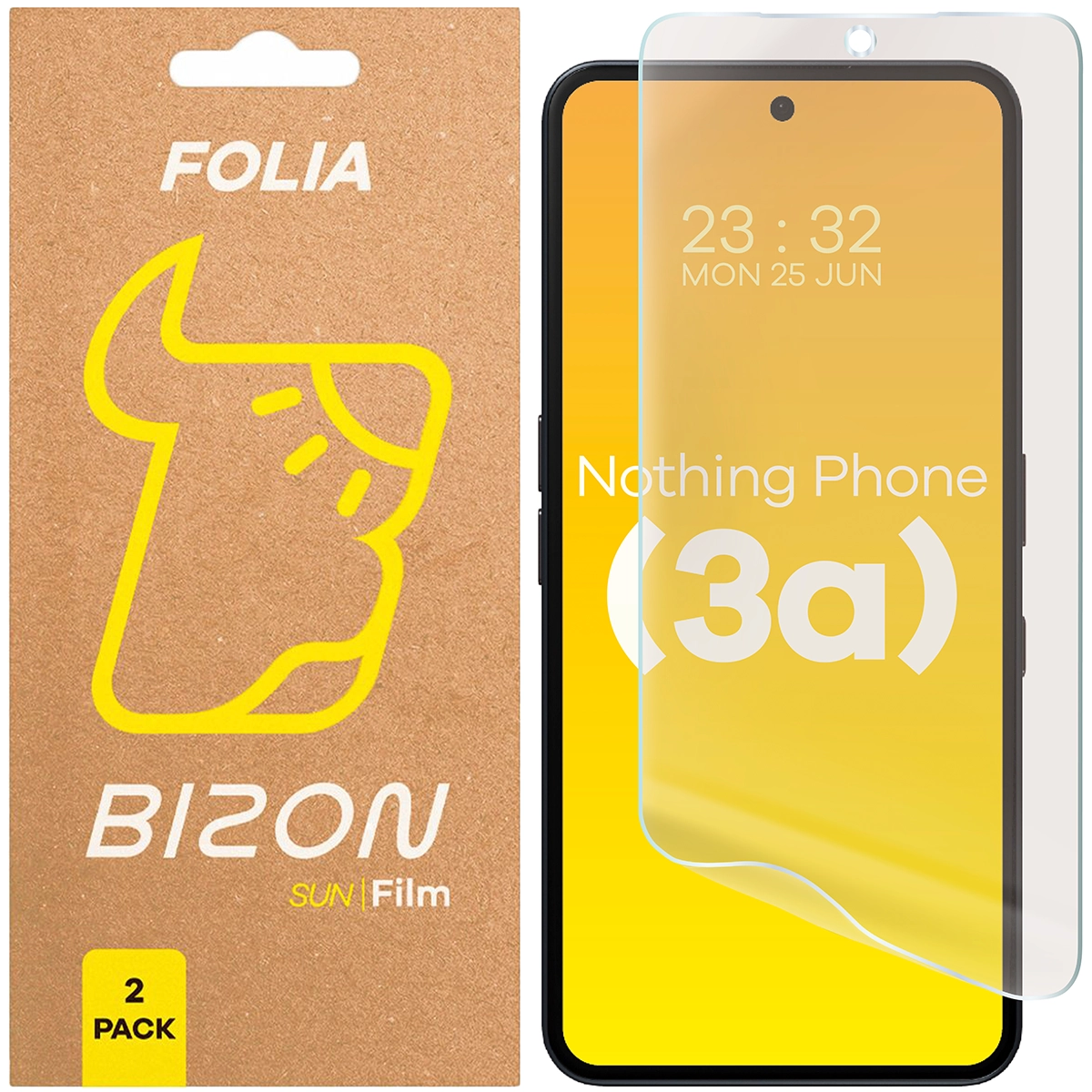 Folia matowa na ekran Bizon Glass Film Sun do Nothing Phone (3a), 2 sztuki