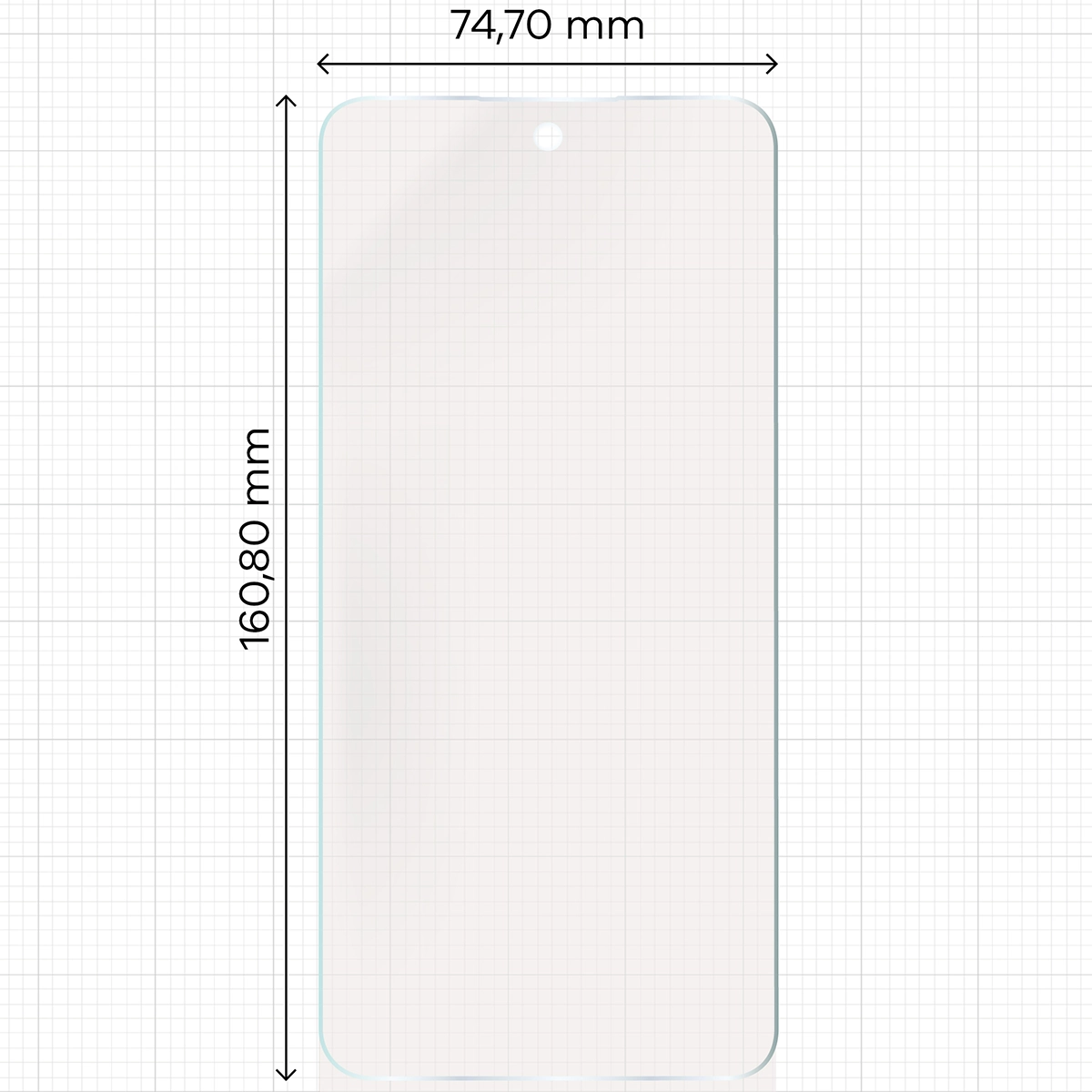 Miarka z wymiarami folii matowej Bizon Glass Film Sun do Nothing Phone (3a) width=
