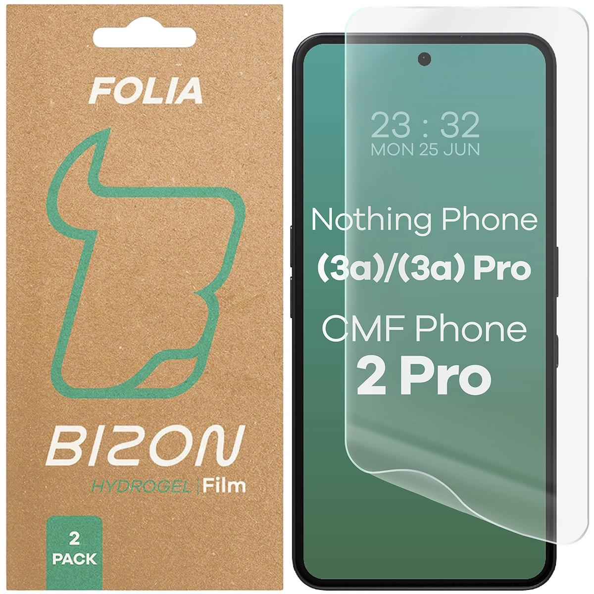 Hydrogel film for screen Bizon Glass Hydrogel Front for Nothing Phone (3a)/(3a) Pro, 2 pieces