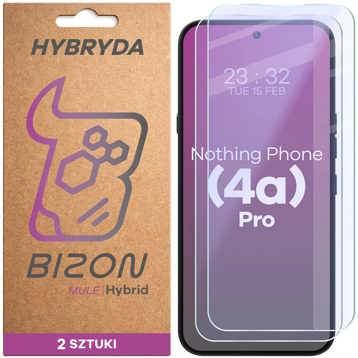 Flexible hybrid glass Bizon Hybrid Mule Duo for Nothing Phone (4a) Pro, 2 pieces