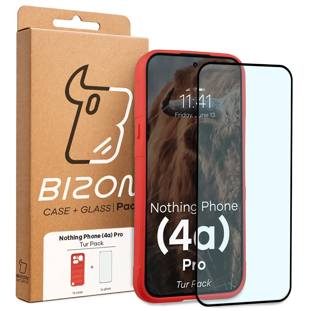 Front of the Bison Tur Pack box with a dedicated label for Nothing Phone (4a) Pro