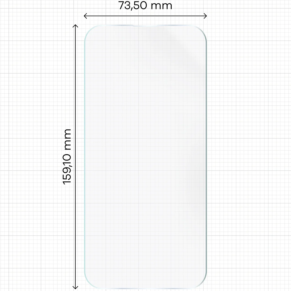 Miarka z wymiarami folii hydrożelowej Bizon Film Hydrogel Front do Nothing Phone (4a) / (4a) Pro