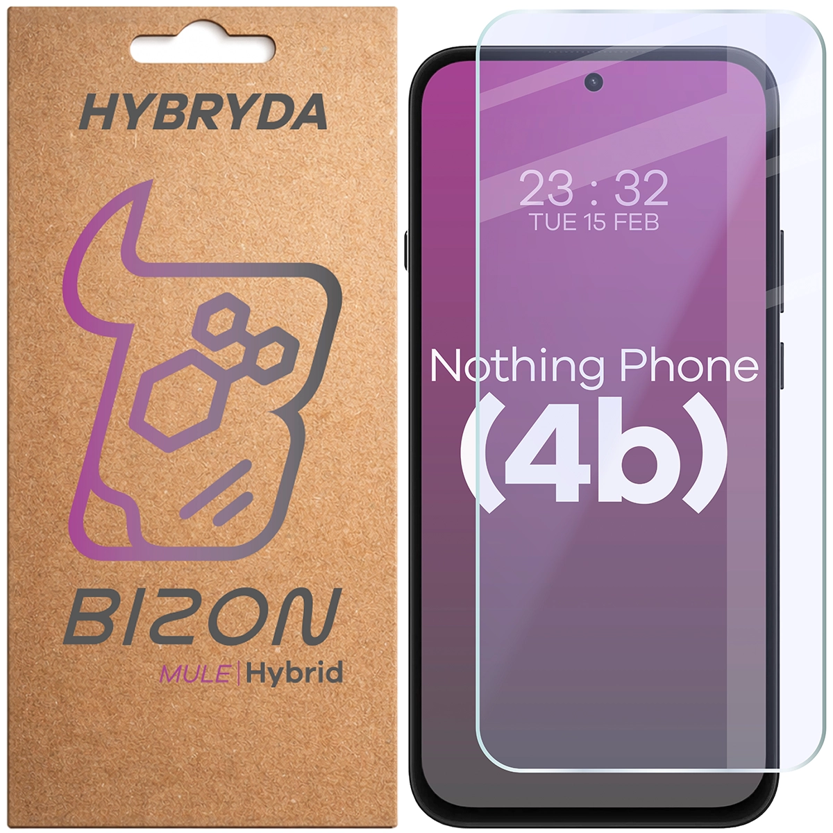 Szkło hybrydowe na ekran Bizon Hybrid Mule do Nothing Phone (4b)