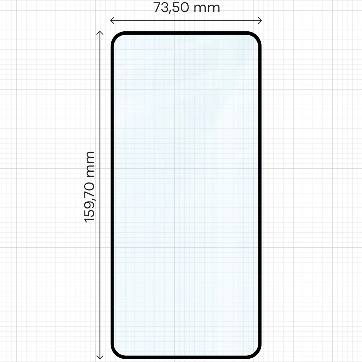Miarka z wymiarami szkła hartowanego Bizon Glass Edge 3D do OnePlus 13