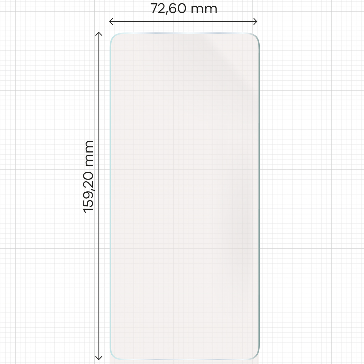 Miarka z wymiarami folii matowej Bizon Glass Hydrogel Sun