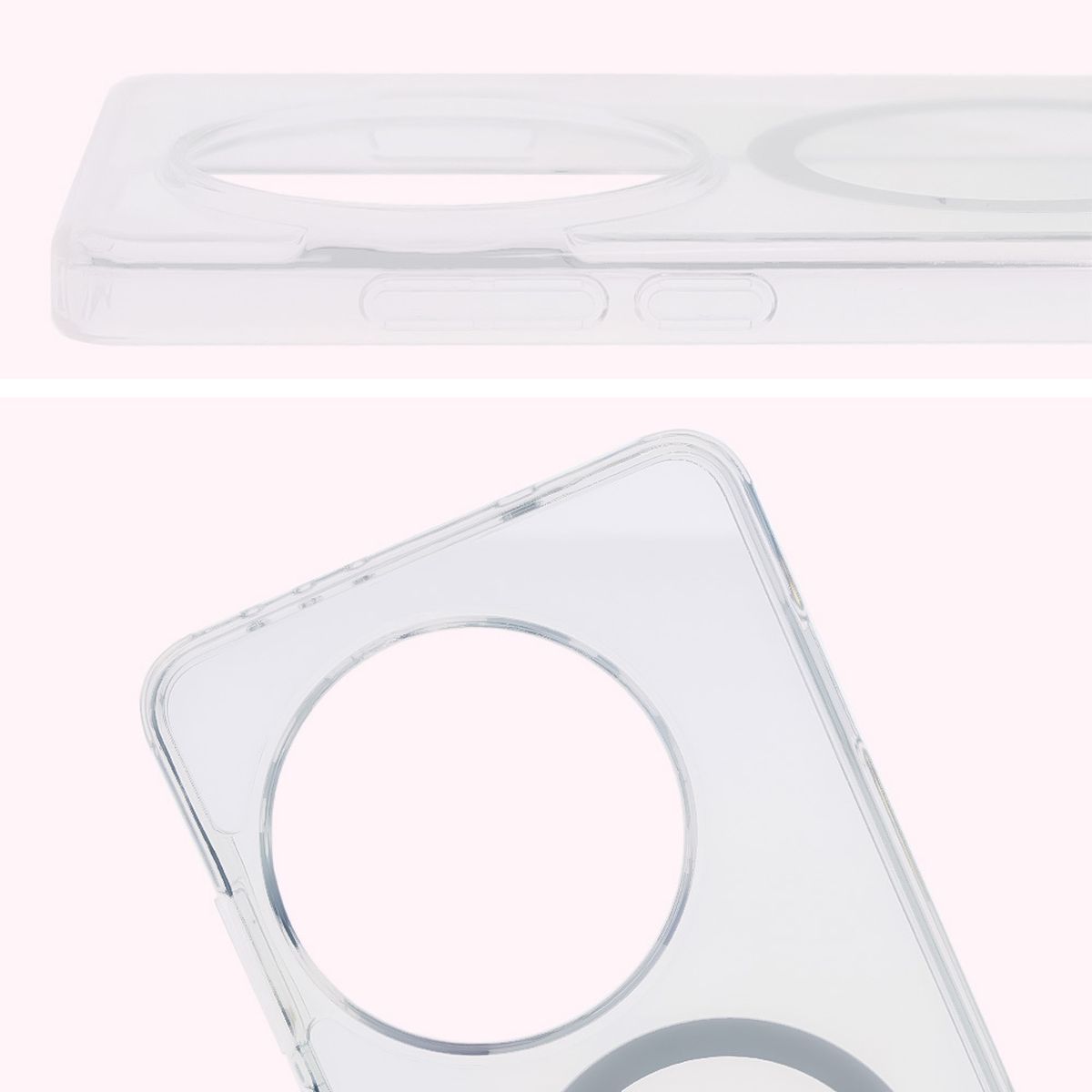 Vollständige Aussparung und erhöhte Kanten der Kamera im Etui Bizon Case CrystalO