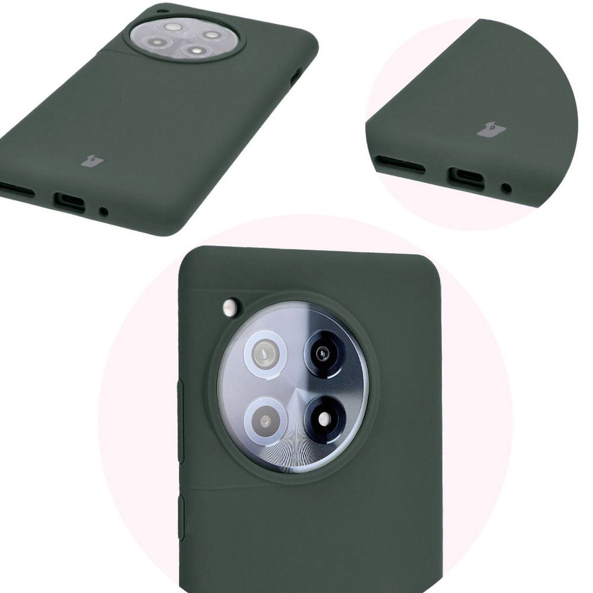 Close-up of precise cutouts and wireless charging capability in Bizon Soft Case