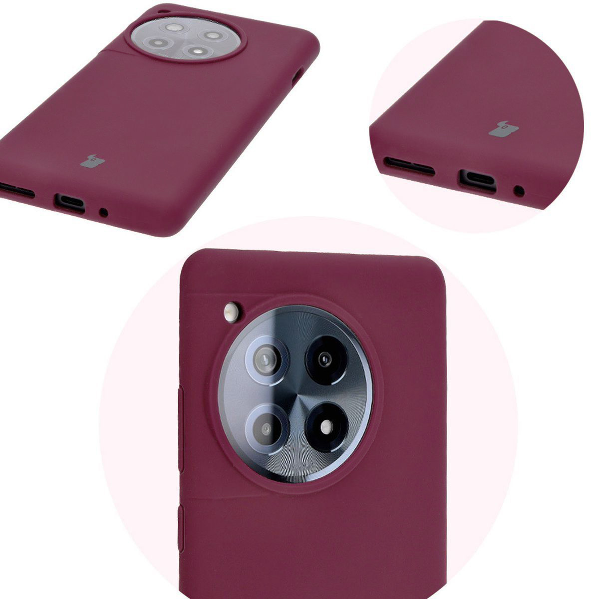 Close-up of precise cutouts and wireless charging capability in Bizon Soft Case